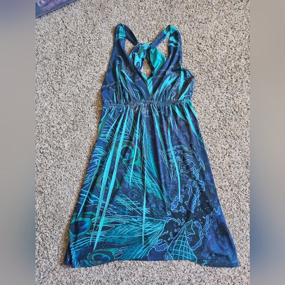 Blue and Green Halter Dress